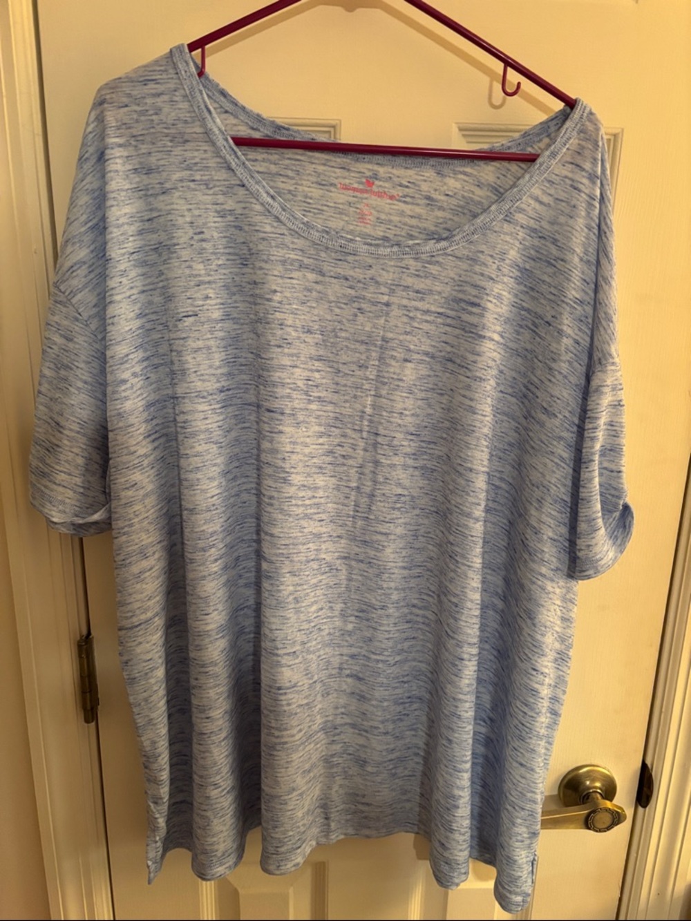 Woman Within Heathered Sky Blue Scoop Neck Short Sleeve Tee